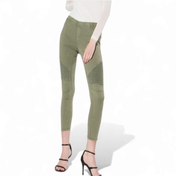Beulah Style olive Moto Zippered Crop Jeggings size S - Picture 1 of 11